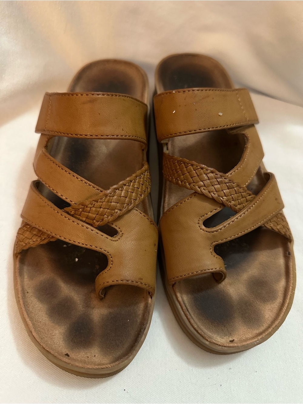 BareTraps Felicitie Brown Braided Toe Loop Slide Sandals Women’s Size 6M